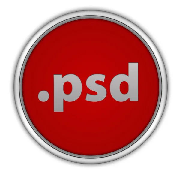 .psd ícone circular no fundo branco — Fotografia de Stock