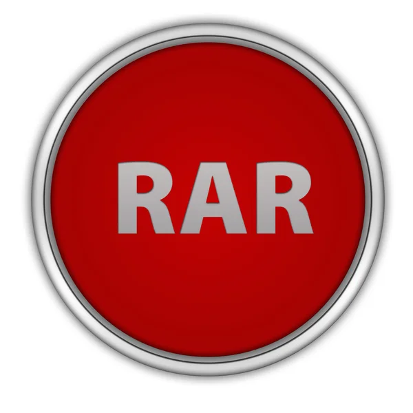 Rar kreisförmiges Symbol auf weißem Hintergrund — Stockfoto