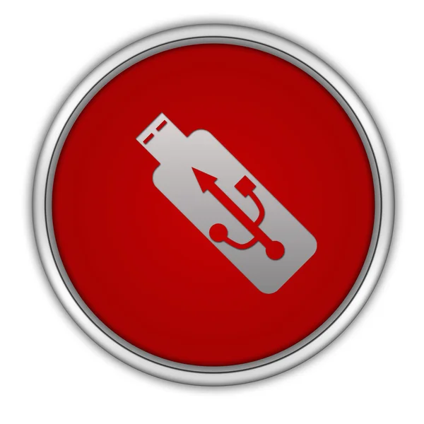 Okrągła ikona USB na białym tle — Zdjęcie stockowe