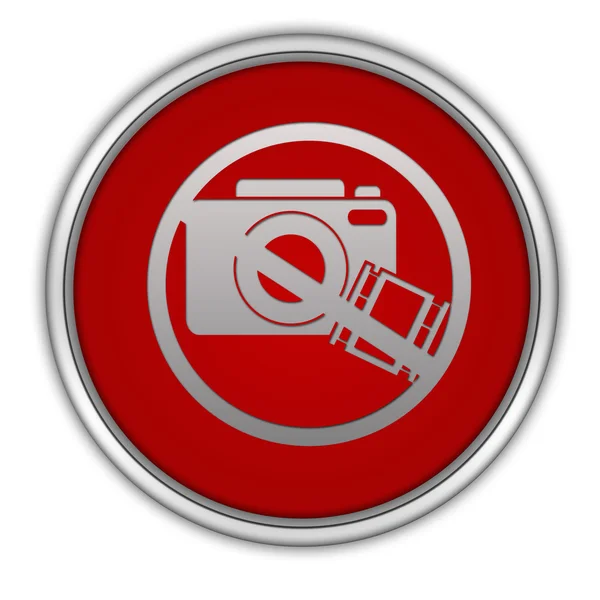 Kielto ammunta pyöreä kuvake valkoisella taustalla — kuvapankkivalokuva