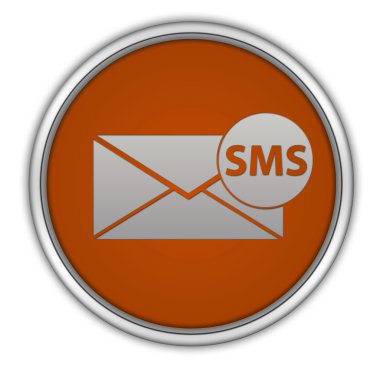 SMS dairesel simgesi beyaz zemin üzerine