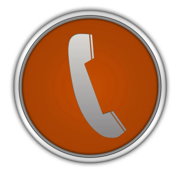 Kulatá ikona telefonu na bílém pozadí — Stock fotografie