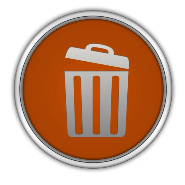 Круговая иконка мусорного бака на белом фоне — стоковое фото