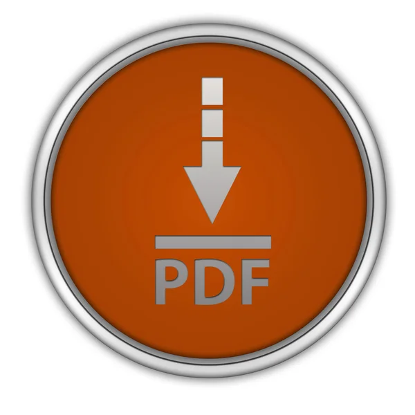 PDF ke stažení kulatá ikona na bílém pozadí — Stock fotografie