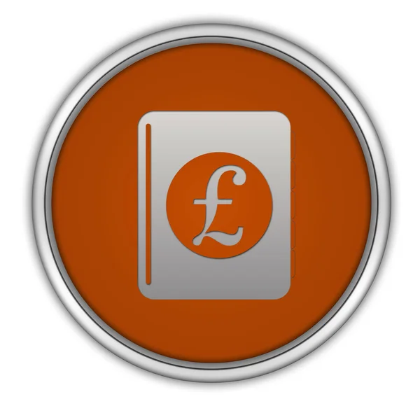 Pfund-Geldbuch-Rundsymbol auf weißem Hintergrund — Stockfoto
