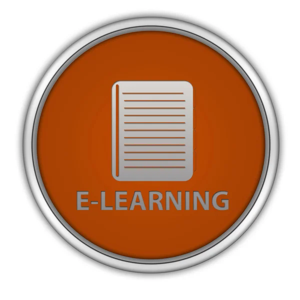 E-öğrenme dairesel simgesi beyaz arka plan üzerinde — Stok fotoğraf