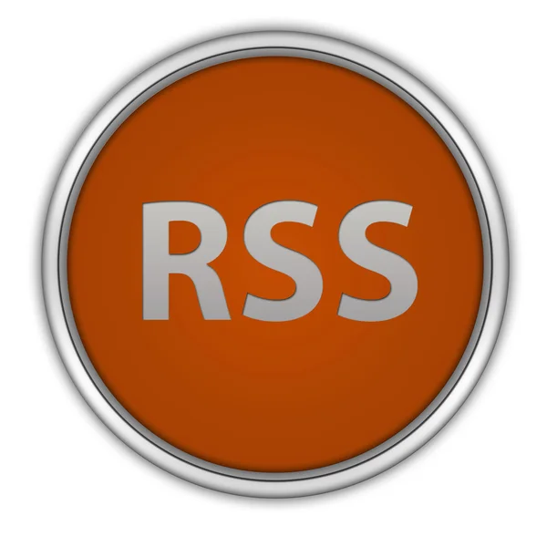 Круговая иконка RSS на белом фоне — стоковое фото