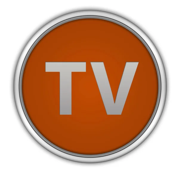 Kulatá ikona TV na bílém pozadí — Stock fotografie