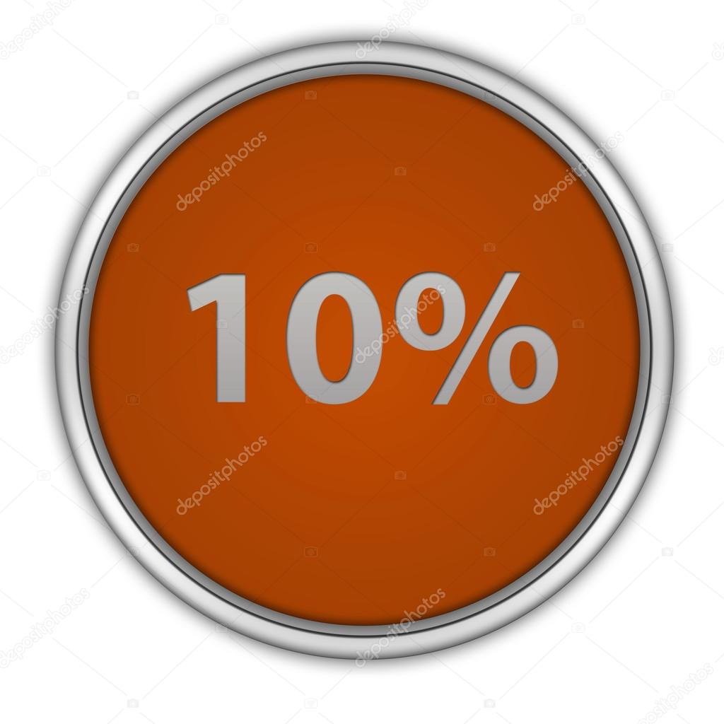 Ten percent circular icon on white background