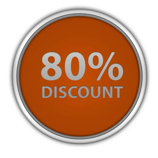 Discount eighty percent circular icon on white background — Stock Photo, Image