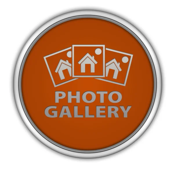 Φωτογραφία γκαλερί κυκλική εικονίδιο σε άσπρο φόντο — Φωτογραφία Αρχείου