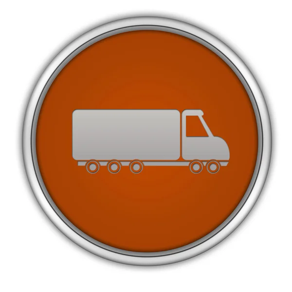 Круговая иконка грузовика на белом фоне — стоковое фото