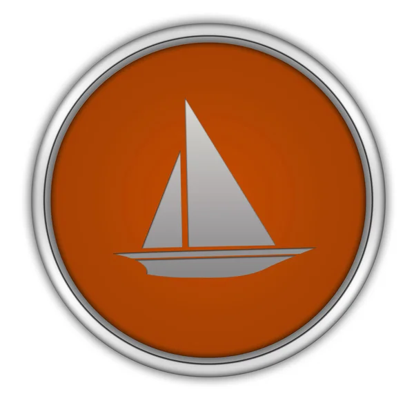 Beyaz arka plan üzerinde tekne dairesel simgesi — Stok fotoğraf