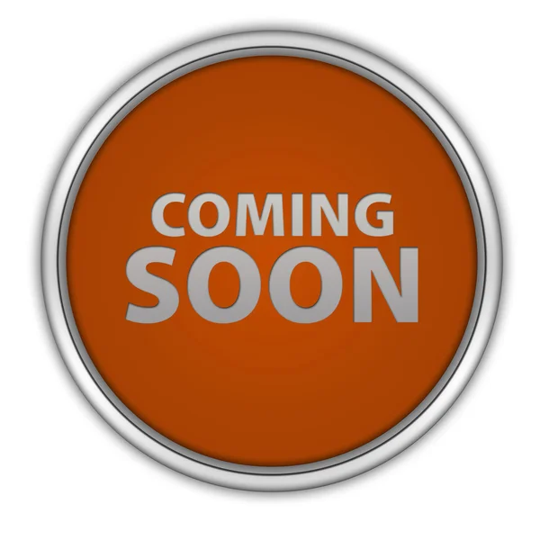 Coming soon circular icon on white background — Stock Photo, Image