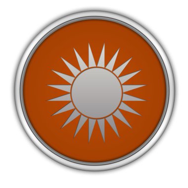 Beyaz arka plan üzerinde güneş dairesel simgesi