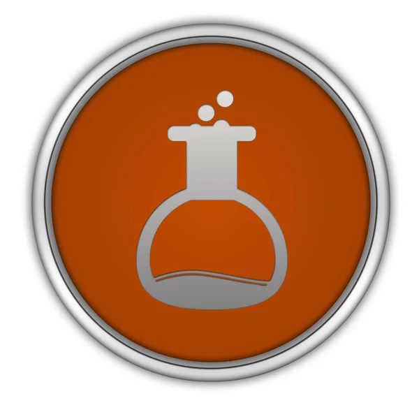 白い背景の上の化学者円形アイコン — ストック写真