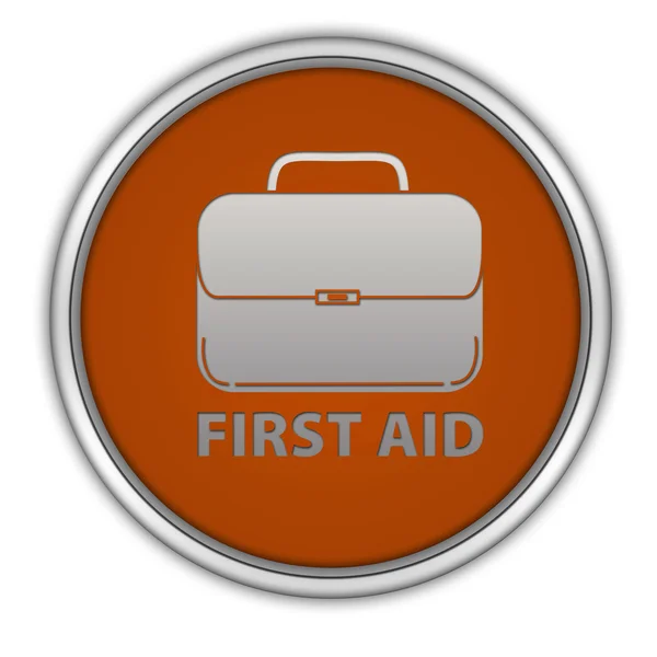 Icono circular de primeros auxilios sobre fondo blanco —  Fotos de Stock