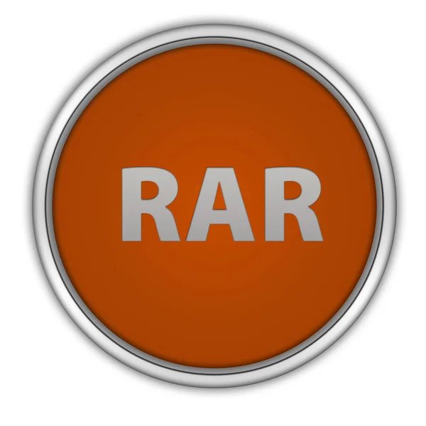 Rar kreisförmiges Symbol auf weißem Hintergrund — Stockfoto