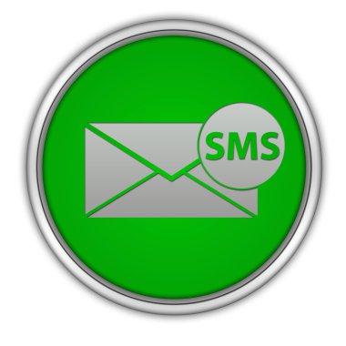 SMS dairesel simgesi beyaz zemin üzerine