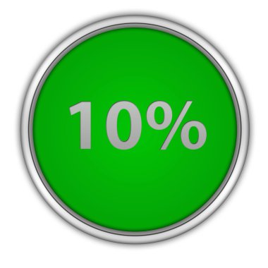 Beyaz arka plan üzerinde % 10'unu dairesel simgesi