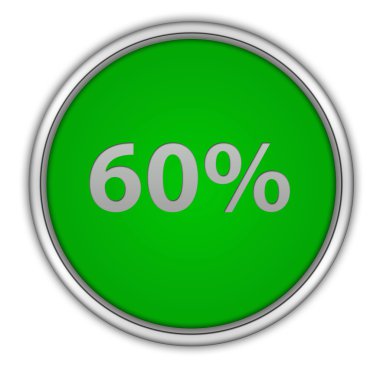 Beyaz arka plan üzerinde yüzde altmış dairesel simgesi