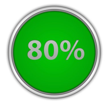 Beyaz arka plan üzerinde % 80'i dairesel simgesi