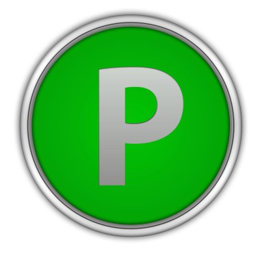 Dairesel simgesi beyaz arka plan üzerinde otopark