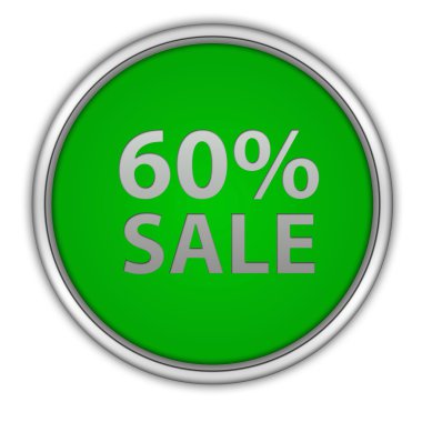 Satışı yüzde altmış dairesel simgesi beyaz arka plan üzerinde