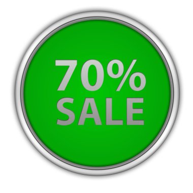 Beyaz arka plan üzerinde satış % 70'i dairesel simgesi