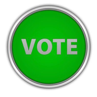 Beyaz arka plan üzerinde oy dairesel simgesi