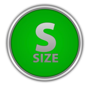 S boyutu dairesel simgesi beyaz arka plan üzerinde