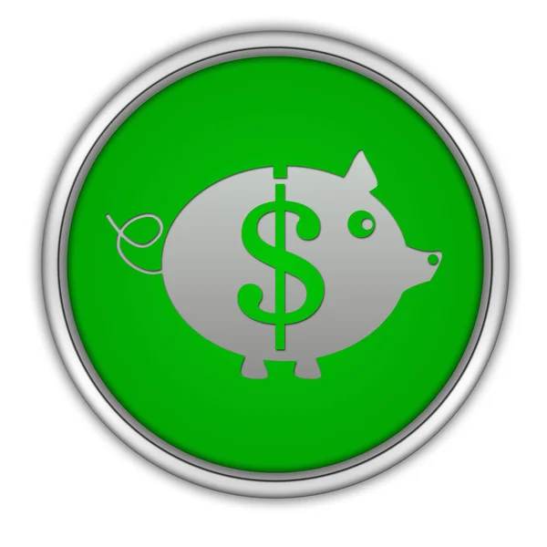 Dolar porc pictogramă circulară pe fundal alb — Fotografie, imagine de stoc
