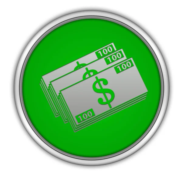 Okrągła ikona pieniądze na białym tle — Zdjęcie stockowe