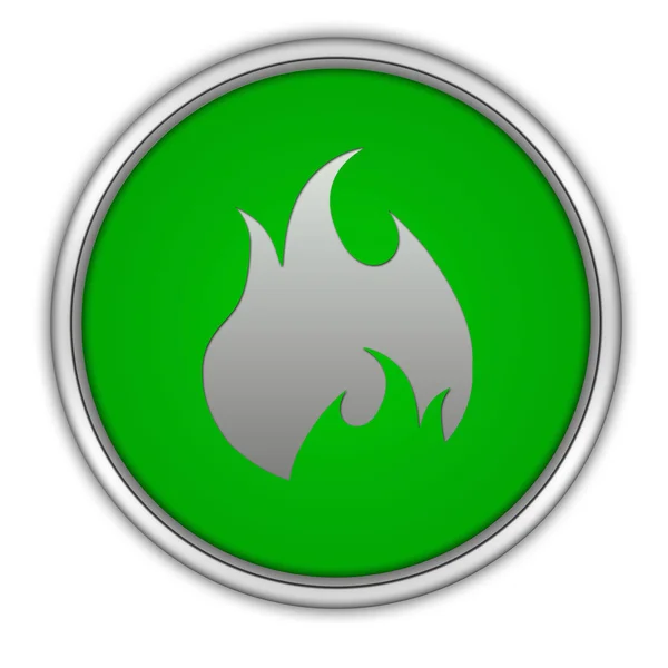 Kulatá ikona oheň na bílém pozadí — Stock fotografie