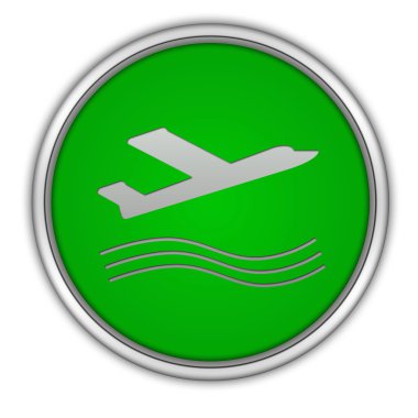 Beyaz arka plan üzerinde uçak dairesel simgesi