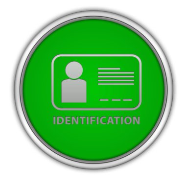 Beyaz arka plan üzerinde kimlik dairesel simgesi