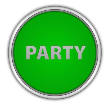 Beyaz arka plan üzerinde parti dairesel simgesi