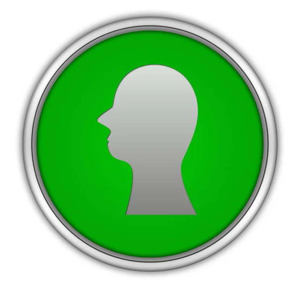 Круглая иконка головы силуэта на белом фоне — стоковое фото