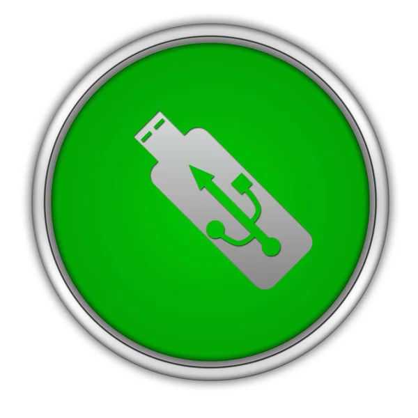 Usb icono circular sobre fondo blanco —  Fotos de Stock