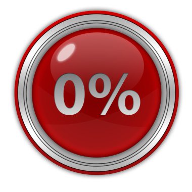 Beyaz arka plan üzerinde yüzde sıfır dairesel simgesi