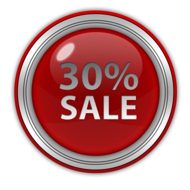 Beyaz arka plan üzerinde satış % 30'u dairesel simgesi