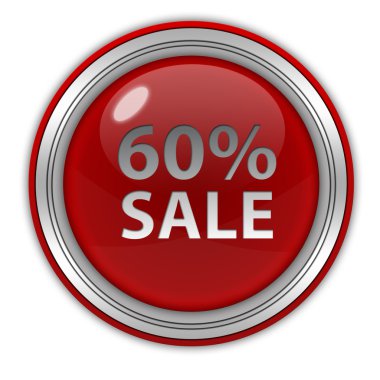 Satışı yüzde altmış dairesel simgesi beyaz arka plan üzerinde