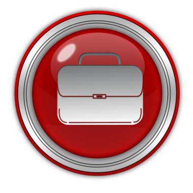 Beyaz arka plan üzerinde çanta dairesel simgesi