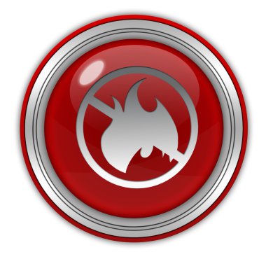 Yangın yasak dairesel simgesi beyaz arka plan üzerinde