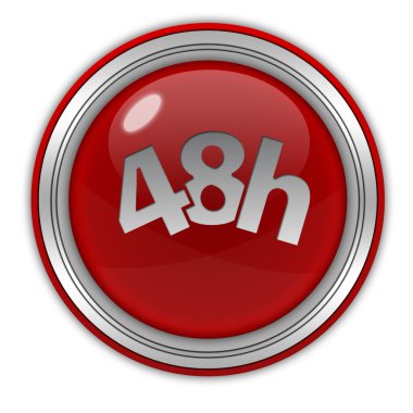 48 saat dairesel simgesi beyaz arka plan üzerinde