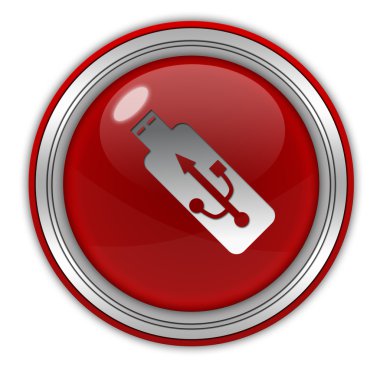 Beyaz arka plan üzerinde USB dairesel simgesi