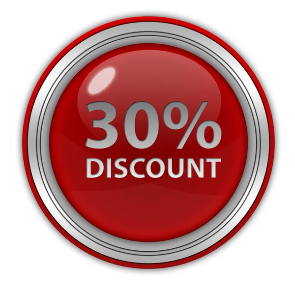 Discount thirty percent circular icon on white background — Stock Photo, Image