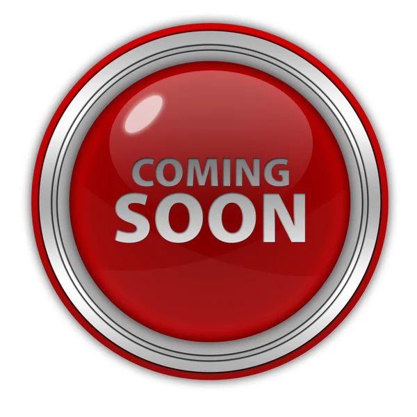 Coming soon circular icon on white background — Stock Photo, Image