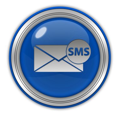 SMS dairesel simgesi beyaz zemin üzerine