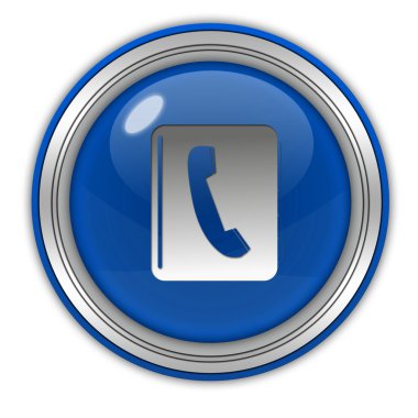 telefon defteri dairesel simgesi beyaz zemin üzerine